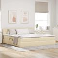 vidaXL Postel s úložným prostorem a matrací Krémová 200 x 200 cm Zamat