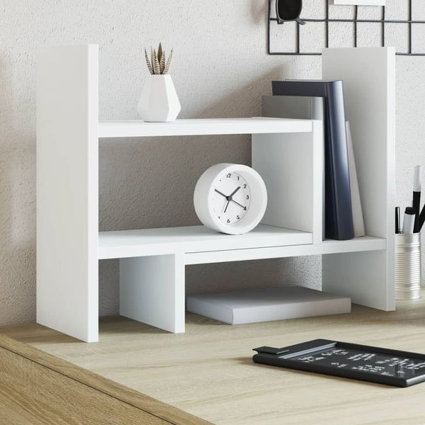 vidaXL Organizér na stôl, biely 38,5x17x39 cm, kompozitné drevo