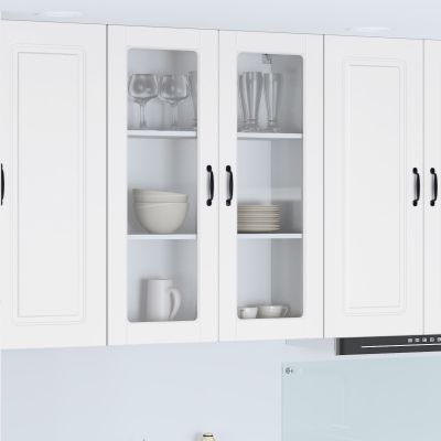 vidaXL Nástenný sklenený kabinet PORTO Biela 80 x 31 x 100 cm