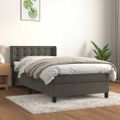 vidaXL Posteľný rám boxspring s matracom tmavosivý 90x200 cm zamat