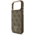Guess 4G Triangle Logo & Big Strap Metal Buttons MagSafe puzdro pre iPhone 17 Pro Max hnedá