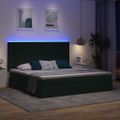 vidaXL LED úložná posteľ s matracom Tmavozelená 200 x 200 cm Zamat