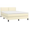 vidaXL Boxspring posteľ s matracom a LED krémová 140x190 cm umelá koža