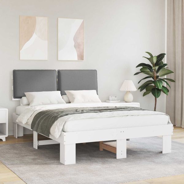 vidaXL Rám postele s čalúneným čelom Svetlosivá 140 x 190 cm