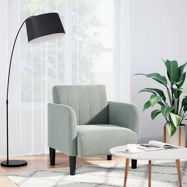 vidaXL Rozkladacia pohovka s podrúčkami, svetlosivá, 54 cm, zamatová