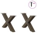 vidaXL Nohy konferenčného stolíka v tvare X, 2 ks, prírodná oceľ, 70 x (42-43) cm, oceľ