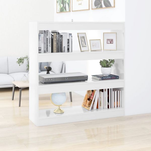 vidaXL Knižnica/deliaca stena lesklá biela 100x30x103 cm