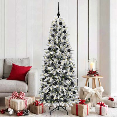 vidaXL Umelý vianočný stromček Biela 180 cm PVC a plast a oceľ a PE