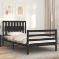 vidaXL Rám postele s čelom čierny 100x200 cm masívne drevo