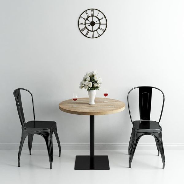 vidaXL Bistro stolík, MDF a oceľ, okrúhly, 80x75 cm, dubová farba
