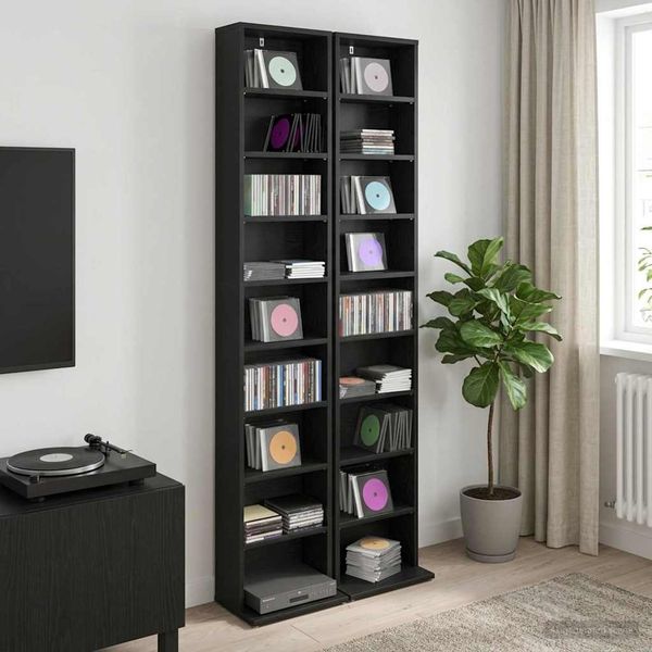 vidaXL CD Skrinka 2 ks Čierny dub 33 x 23,5 x 175 cm Kompozitné drevo