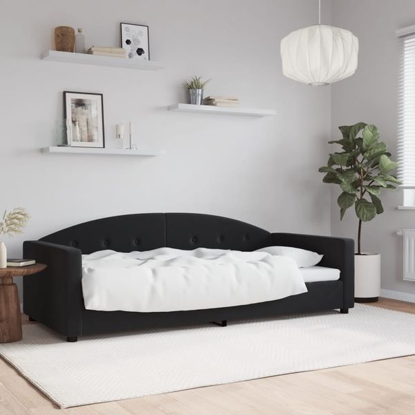 vidaXL Denná posteľ čierna 90x190 cm zamat