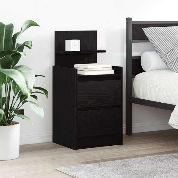 vidaXL Nočné skrinky s 2 zásuvkami 2 ks čierne 38x34x80 cm