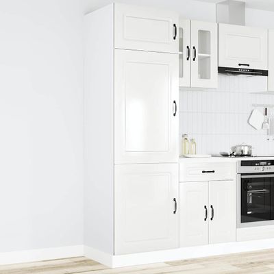 vidaXL Kuchynská skriňa Kalmar, lesklá biela, kompozitné drevo