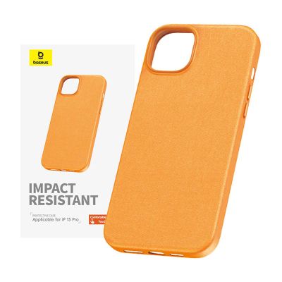 Puzdro na telefón iPhone 15 ProMax Baseus Fauxther Series (oranžové)