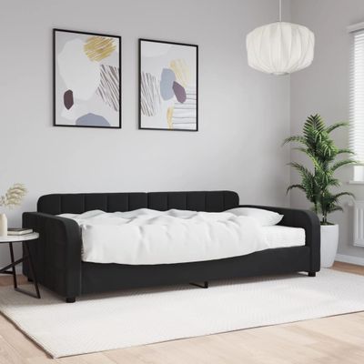 vidaXL Denná posteľ s matracom čierna 100x200 cm zamat