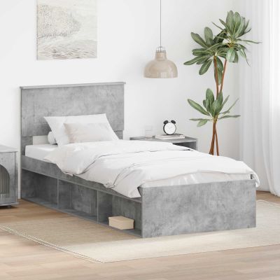 vidaXL Rám postele Betónová šedá 100 x 200 cm Kompozitné drevo