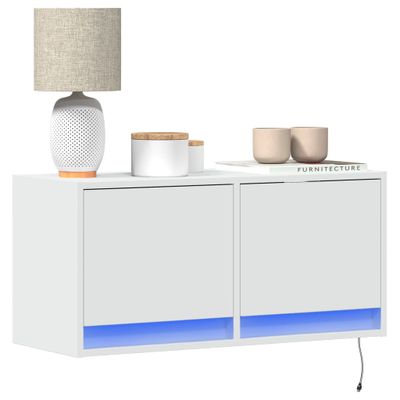 vidaXL TV nástenná skrinka s LED svetlami biela 80x31x38 cm