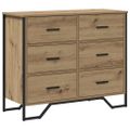 vidaXL Příborník 6-Šuplík Remeselný dub 91 x 35,5 x 74,5 cm