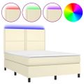 vidaXL Boxspring posteľ s matracom a LED krémová 140x190 cm umelá koža