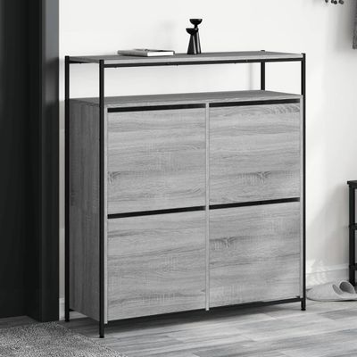 vidaXL Botník so 4 výklopnými zásuvkami sivý dub sonoma 100x34x112 cm