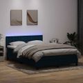 vidaXL Posteľný rám boxsping s matracom a LED tmavomodrý 140x210 cm zamat