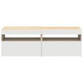 vidaXL TV skrinky s LED svetlami 2 ks biele a dub sonoma 60x35x40 cm