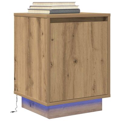 vidaXL Nočná skrinka s LED osvetlením Dub Artisan 38x34x50 cm