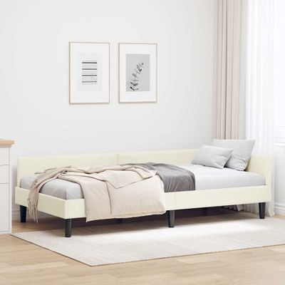 vidaXL Rohový rám postele Krémová 100 cm x 200 cm Zamat