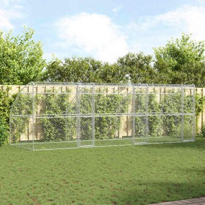 vidaXL Psí kennel 3 pcs Strieborná 6 x 2 x 2 m Pozinkovaná oceľ