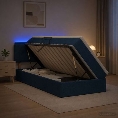 vidaXL LED úložná posteľ s matracom Modrá 90 x 200 cm Látka