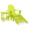 vidaXL Záhradná stolička Adirondack s otomanom a stolíkom jedľa zelená
