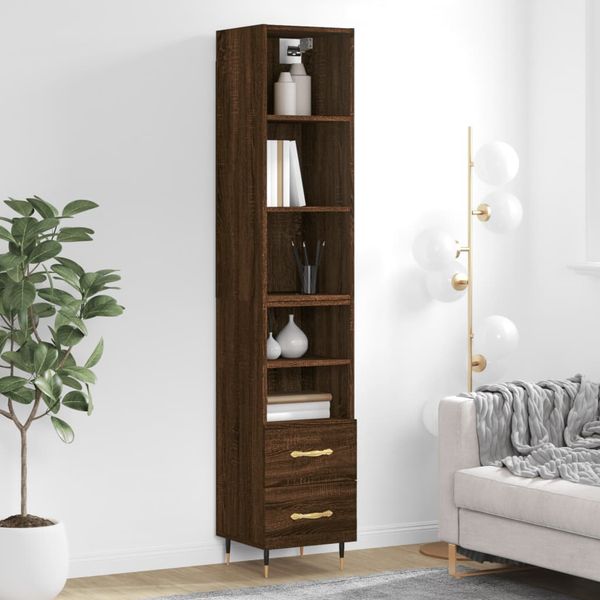 vidaXL Vysoká skrinka hnedý dub 34,5x34x180 cm spracované drevo