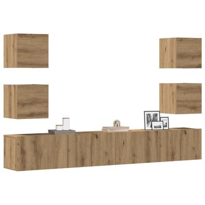 VidaXL 6 dielna súprava nástennej TV skrinky Artisan Oak