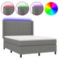 vidaXL Posteľ boxsping s matracom a LED tmavosivá 140x200 cm látka