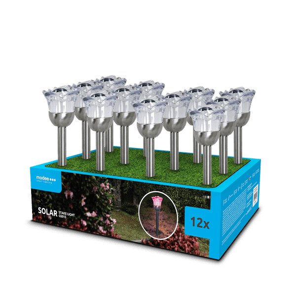 Modee záhradná solárna LED lampa GS015 37 cm, tvar ruže, AAA 150 mAh (ML-GS015)