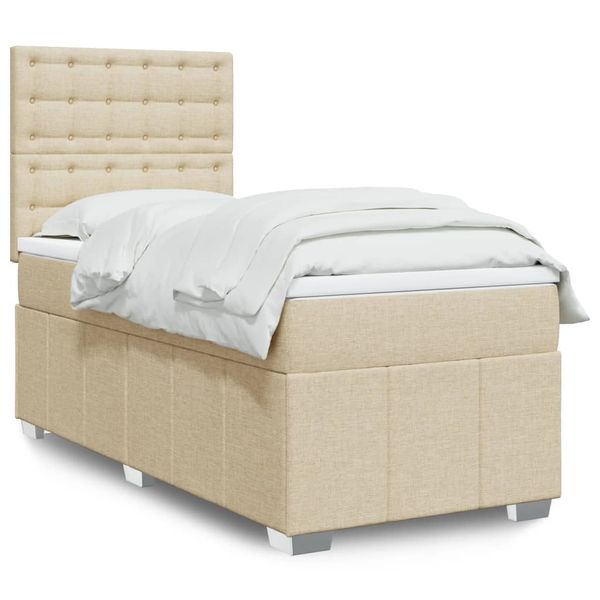 vidaXL Posteľný rám boxsping s matracom krémový 80x200 cm látka