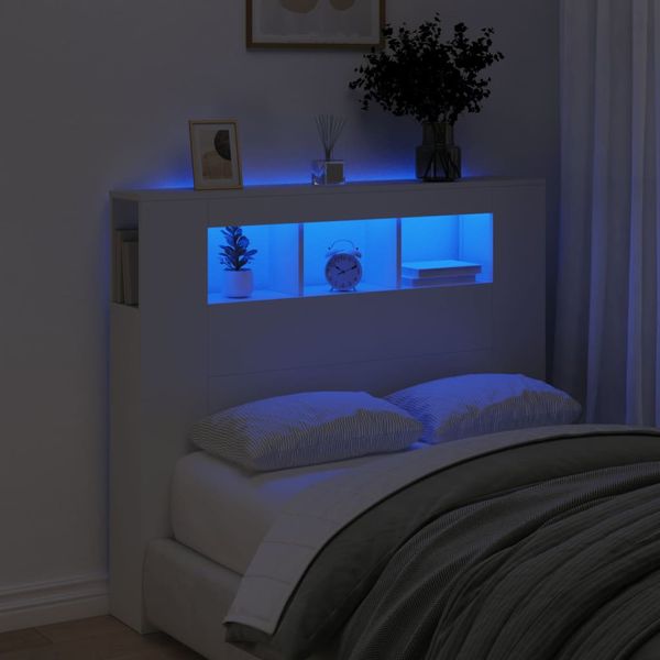 vidaXL Čelo s LED biele 120x18,5x103,5 cm kompozitné drevo