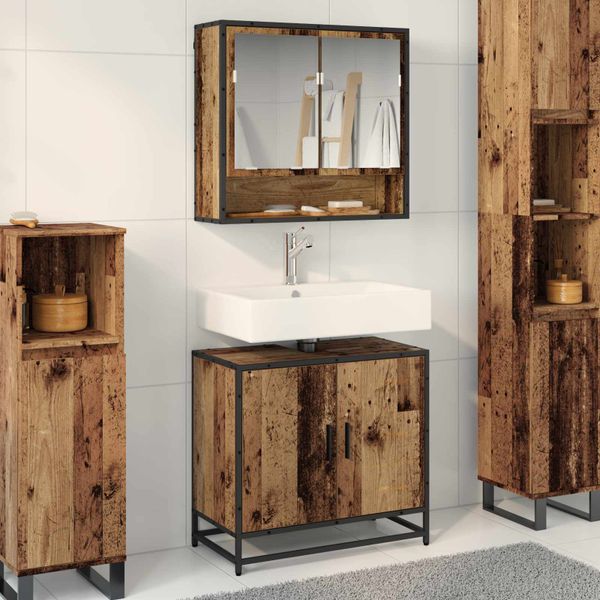 vidaXL Sada kúpeľňového nábytku 2 pcs Staré drevo Kompozitné drevo