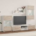 vidaXL 5-dielne TV skrinky s LED osvetlením, dub sonoma, intenzívne drevo