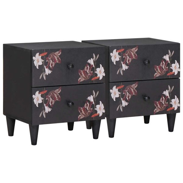 vidaXL Nočný stolík 2 pcs Hnedá 40 x 33,5 x 46 cm Masívne mango drevo