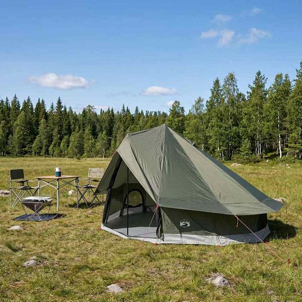 vidaXL Tipi stan Armádna zelená 700 x 700 x 395 cm Polyester a oceľ