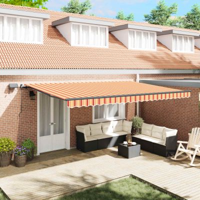 vidaXL Sklopná markíza Žltá a oranžová 500 × 350 cm Tkanina a hliník