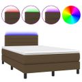 vidaXL Boxspring posteľ s matracom a LED tmavohnedá 120x190 cm látka