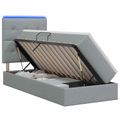 vidaXL LED úložná posteľ s matracom Svetlosivá 90 x 200 cm Látka