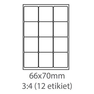 etikety Samolepiace 66x70 univerzálne biele 12ks/A4 (100 listov A4/bal.)