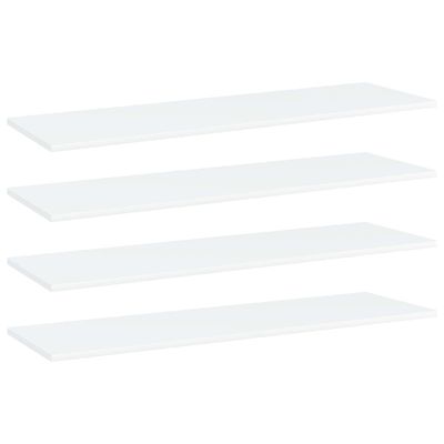 vidaXL Prídavné police 4 ks, biele 100x30x1,5 cm, drevotrieska
