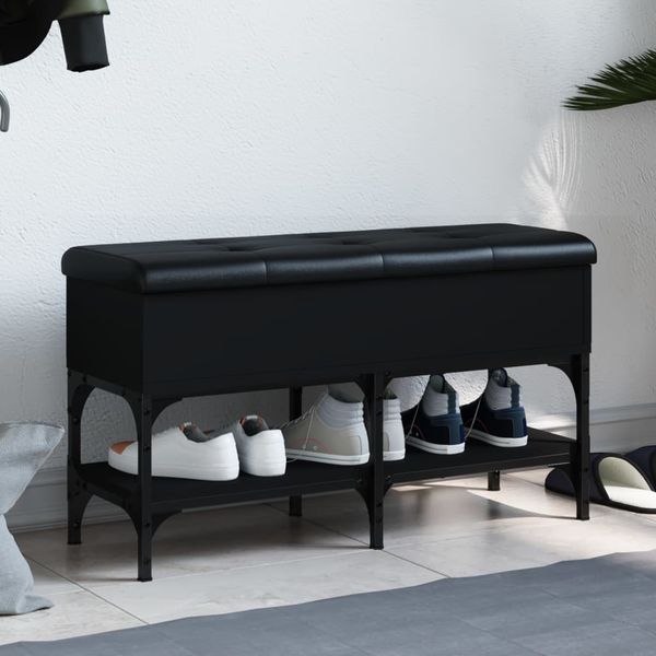 vidaXL Lavička na topánky čierna 82x32x45 cm kompozitné drevo