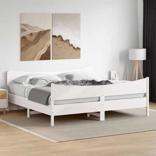 vidaXL Posteľ bez matraca biela 180x200 cm masívna borovica
