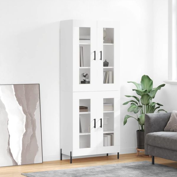 vidaXL Vysoká skrinka biela 69,5x34x180 cm spracované drevo